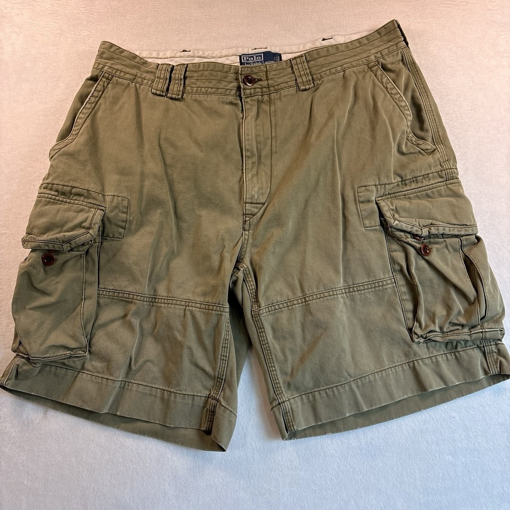 Polo Ralph Lauren Gellar Fatigue Cargo Shorts Mens 38 Green Utility Cotton Y2K